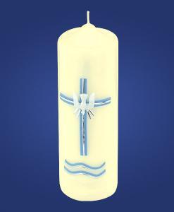 Blue 3 Sacraments Baptism Candle