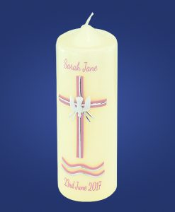 Pink 3 Sacraments Baptism Candle