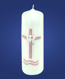 Pink 3 Sacraments Baptism Candle