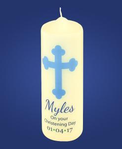 Blue Christening Candle