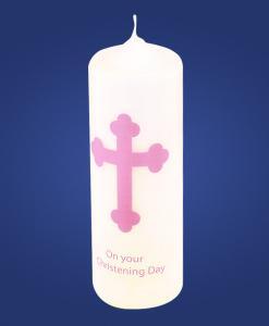 Pink Christening Candle