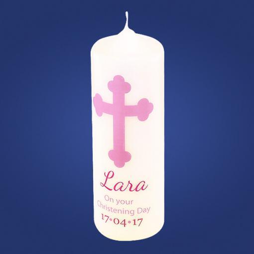 Pink Christening Candle