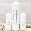 Silver Cross with White Roses Wedding Candle Set