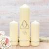 Silver Trinity Cross Wedding Candle Set