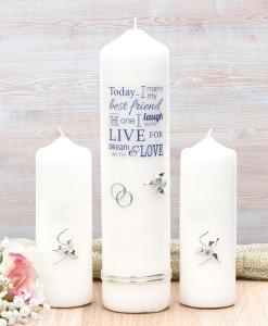 Navy Wedding Verse Wedding Candle Set