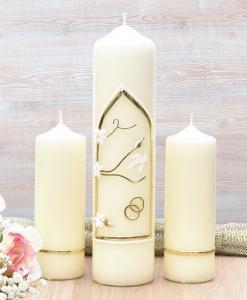 Gold Wedding Window Wedding Candle Set