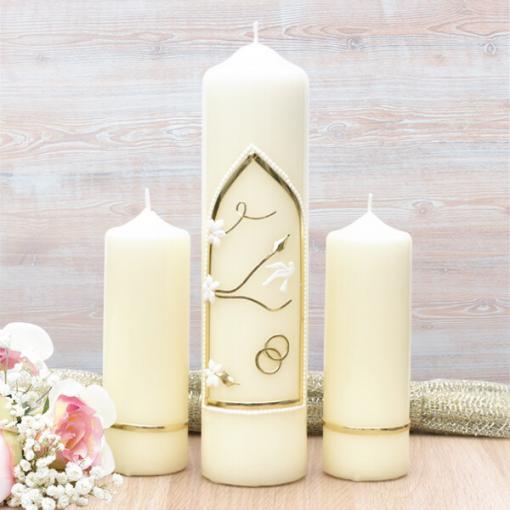 Gold Wedding Window Wedding Candle Set