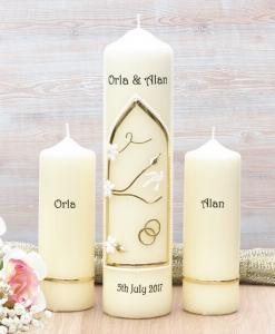 Gold Wedding Window Wedding Candle Set