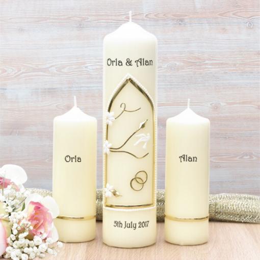 Gold Wedding Window Wedding Candle Set
