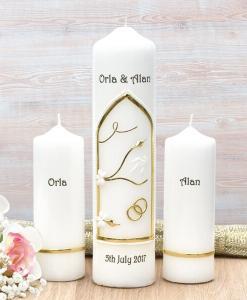 Gold Wedding Window Wedding Candle Set