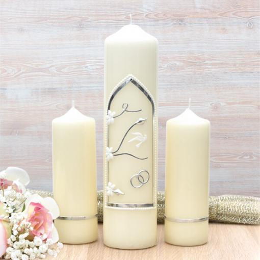 Silver Wedding Window Wedding Candle Set