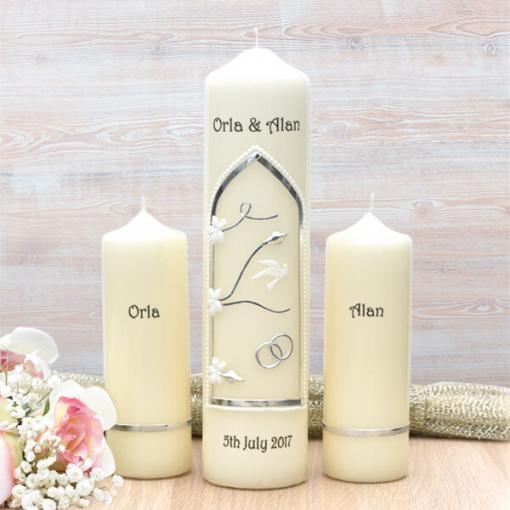 Silver Wedding Window Wedding Candle Set