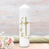 Gold Cross with White Roses Wedding Candle