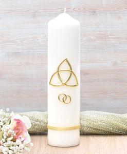 Gold Trinity Cross Wedding Candle