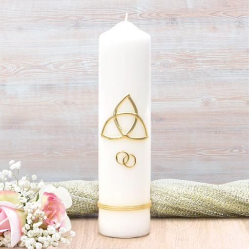 Gold Trinity Cross Wedding Candle