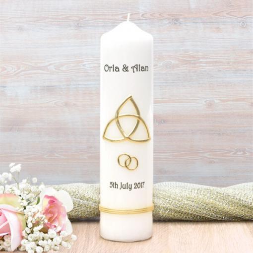 Gold Trinity Cross Wedding Candle