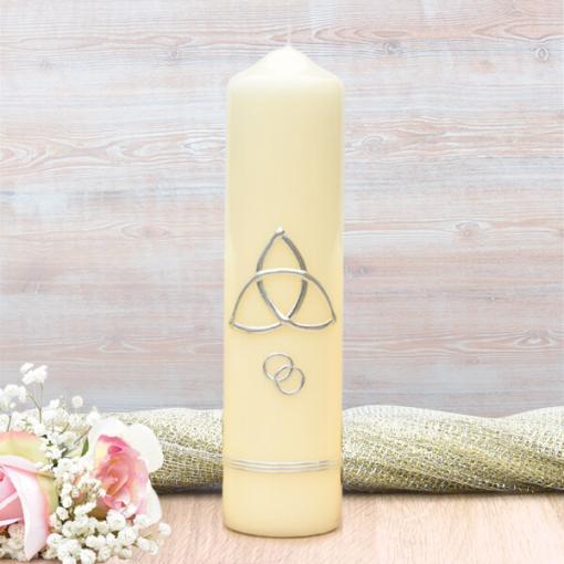 Silver Trinity Cross Wedding Candle