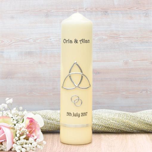 Silver Trinity Cross Wedding Candle