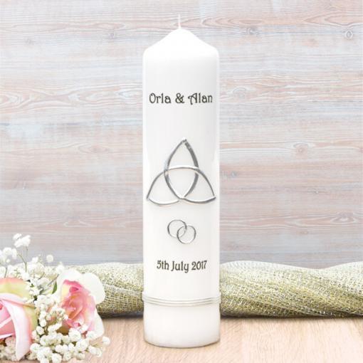 Silver Trinity Cross Wedding Candle