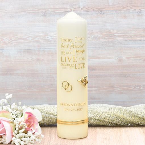 Gold Wedding Verse Wedding Candle