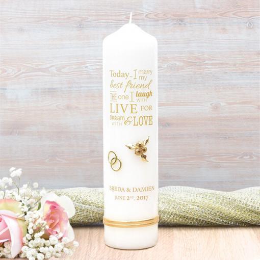 Gold Wedding Verse Wedding Candle