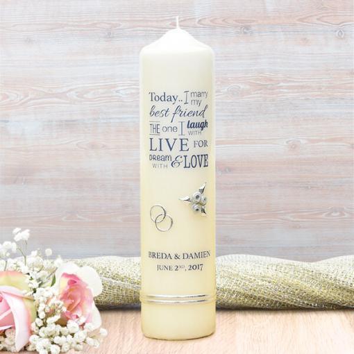 Navy Wedding Verse Wedding Candle