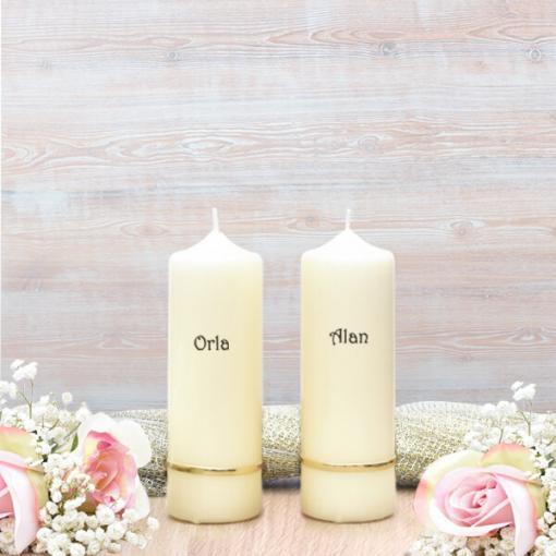 Gold Flat Band Wedding Side Candles