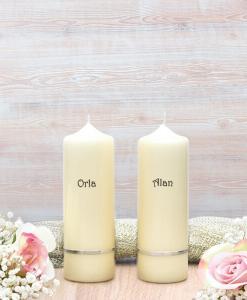 Silver Flat Band Wedding Side Candles