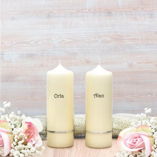 Silver Flat Band Wedding Side Candles