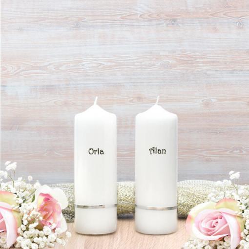Silver Flat Band Wedding Side Candles