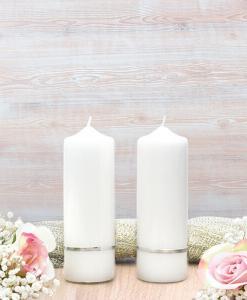 Silver Flat Band Wedding Side Candles