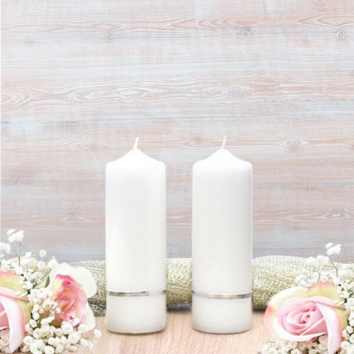 Silver Flat Band Wedding Side Candles