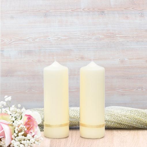 Gold Treble Band Wedding Side Candles