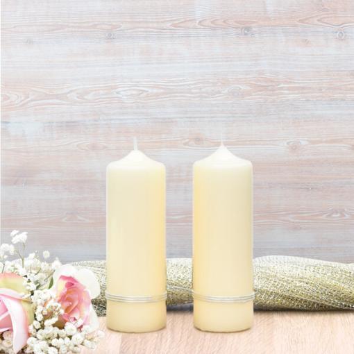 Silver Treble Band Wedding Side Candles