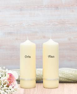 Silver Treble Band Wedding Side Candles