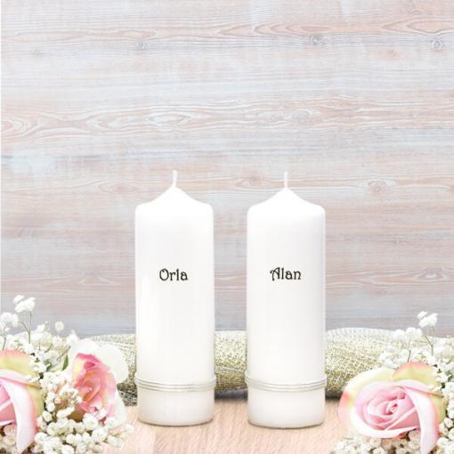 Silver Treble Band Wedding Side Candles