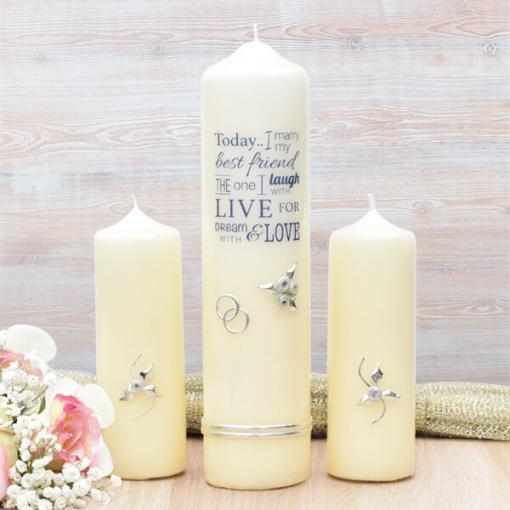 Navy Wedding Verse Wedding Candle Set